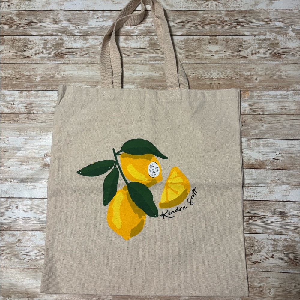 Kendra Scott Cream and Yellow Lemon Tote Bag